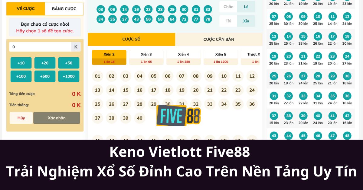 Keno Vietlott Five88 – Trải Nghiệm Xổ Số Đỉnh Cao Trên Nền Tảng Uy Tín