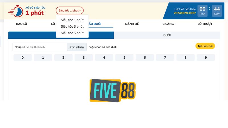 Luật chơi của lô đề siêu tốc Five88