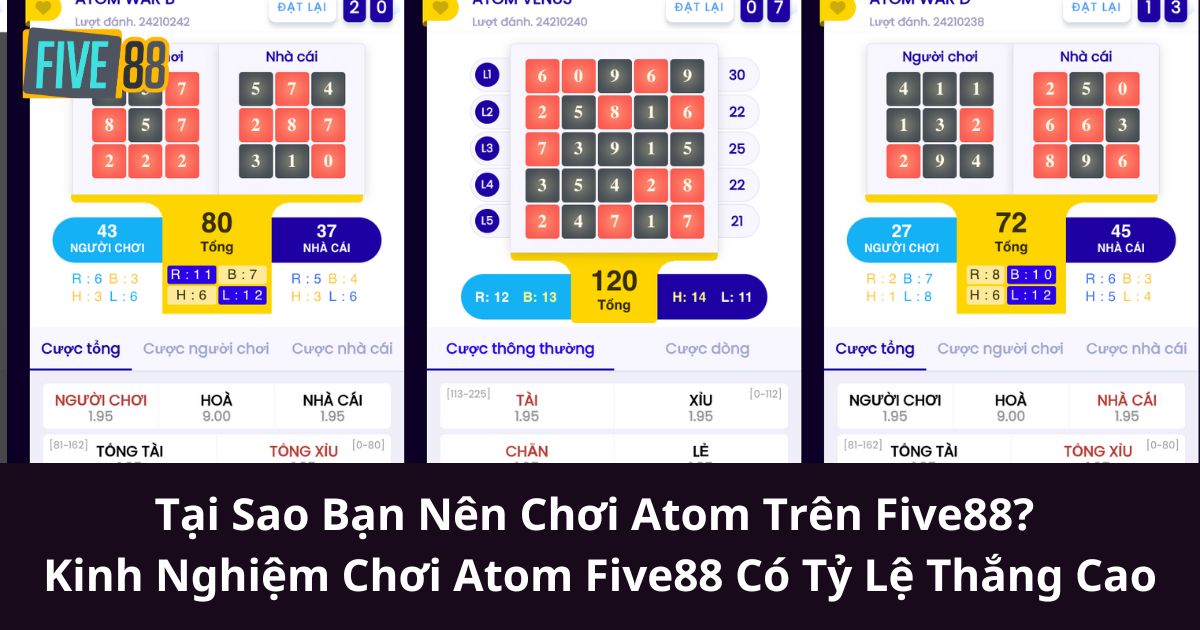 Tại Sao Bạn Nên Chơi Atom Trên Five88? Kinh Nghiệm Chơi Atom Five88 Có Tỷ Lệ Thắng Cao