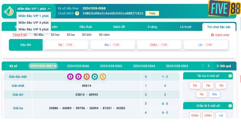 Ưu điểm khi chơi lô đề siêu tốc MD5 trên Five88